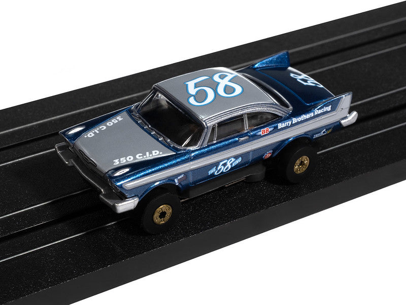 Auto World Thunderjet SC423-4B 1958 Plymouth Fury (Metallic Blue & Silver) HO Scale Slot Car