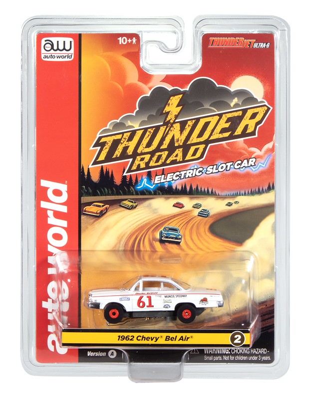Auto World Thunderjet SC423-2A 1962 Chevrolet Bel Air (White & Red) HO Scale Slot Car