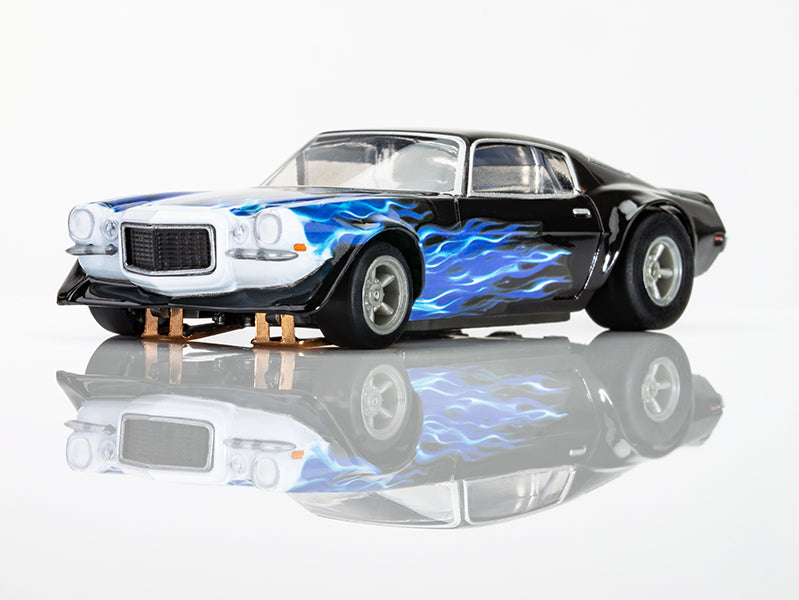 AFX Mega G+ 22046 Camaro 1973 WILD FIRE BLK/BLU - HO Scale Slot Car