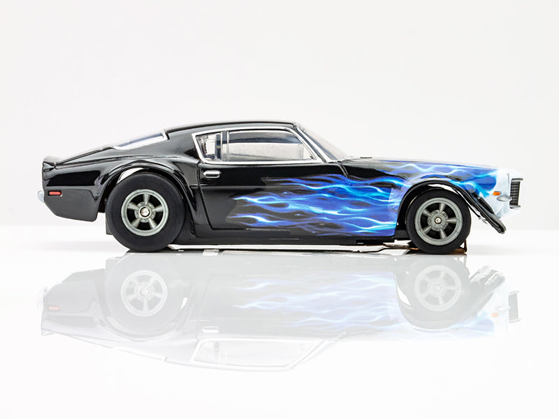 AFX Mega G+ 22046 Camaro 1973 WILD FIRE BLK/BLU - HO Scale Slot Car