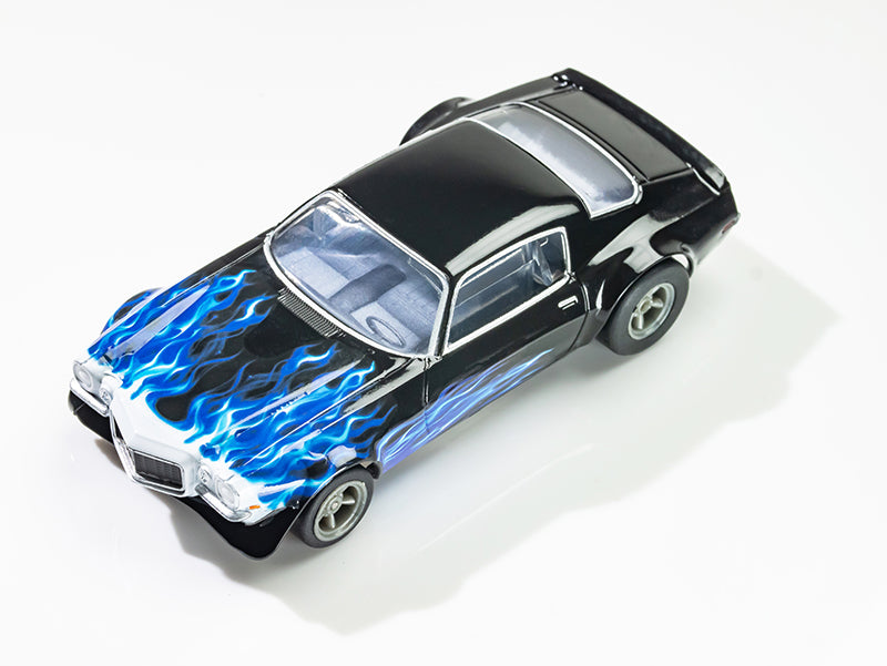 AFX Mega G+ 22046 Camaro 1973 WILD FIRE BLK/BLU - HO Scale Slot Car