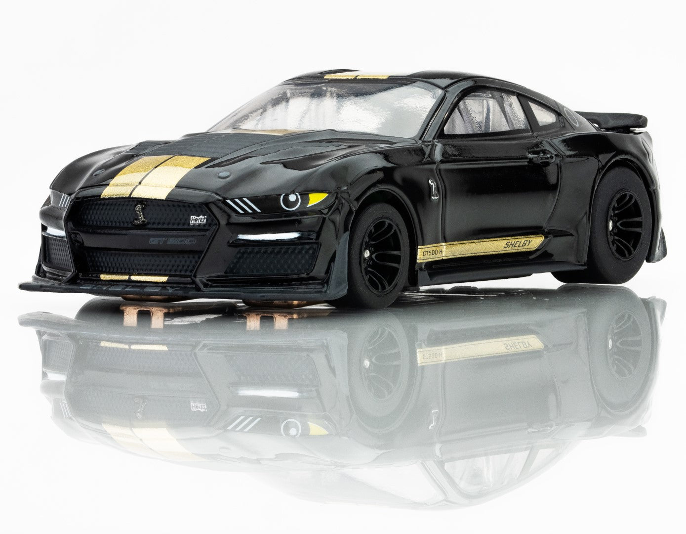 AFX Mega G+ 22082 2022 Shelby Mustang GT350H Black/Gold HO Scale Slot Car