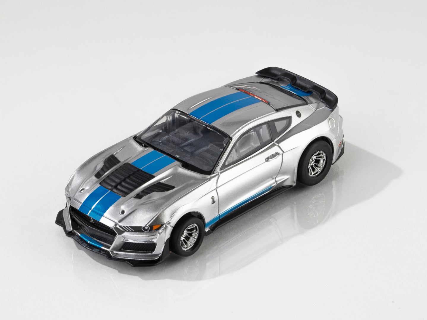 AFX Mega G+ 22099 2022 Shelby Mustang GT500KR Silver/Blue HO Scale Slot Car