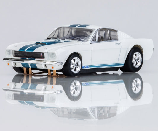 AFX Mega G+ 22068 1965 Shelby Mustang GT350 White/Blue HO Scale Slot Car