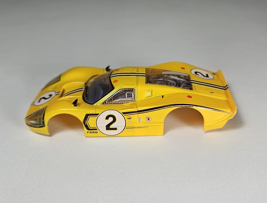 AFX Mega G+ Slot Car Body Ford GT40 Mk IV Yellow #2 HO Scale