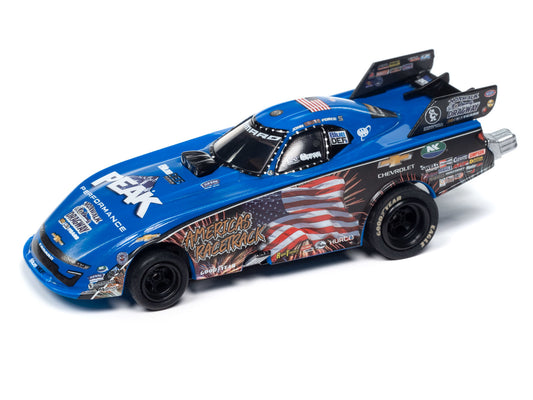 Auto World 4Gear SC405-1 John Force Night Under Fire 2023 Chevy Camaro NHRA Funny Car HO Scale Slot Car