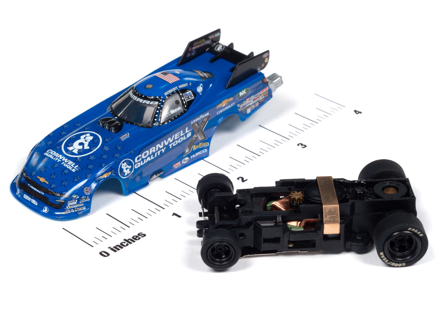 Auto World 4Gear SC405-3 Robert Hight Cornwell Tools 2023 Chevy Camaro NHRA Funny Car HO Scale Slot Car