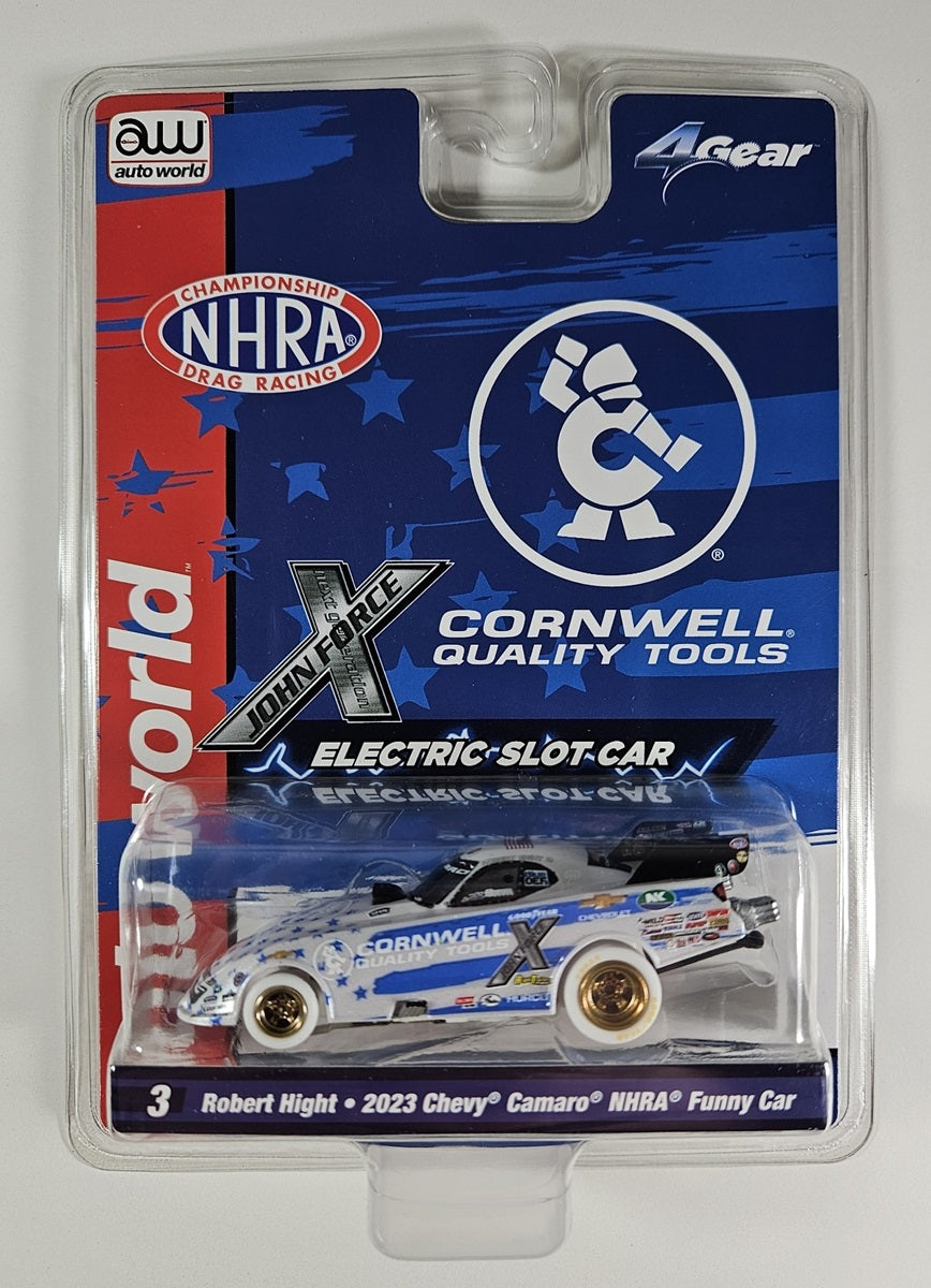 Auto World 4Gear SC405-3 Robert Hight Cornwell Tools 2023 Chevy Camaro Funny Car (iWheels) NHRA Funny Car HO Scale Slot Car