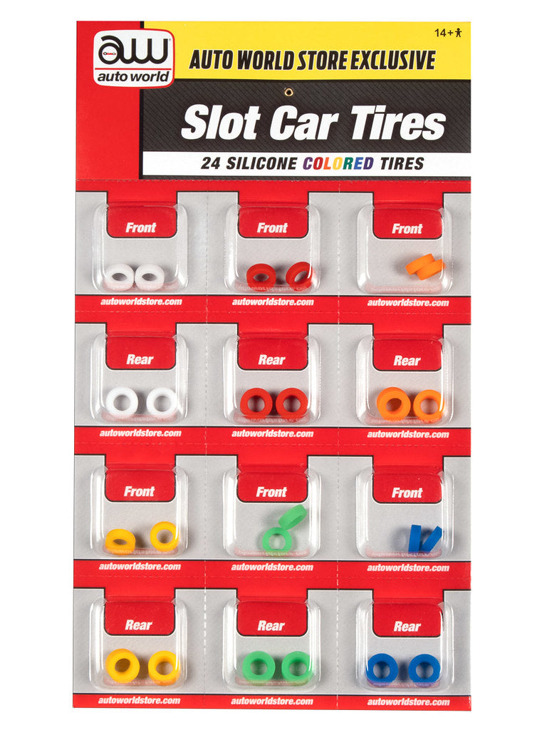 Auto World Parts Xtraction COLORED SILICONE REPLACEMENT TIRES (24 TIRES) HO SCALE SCM160