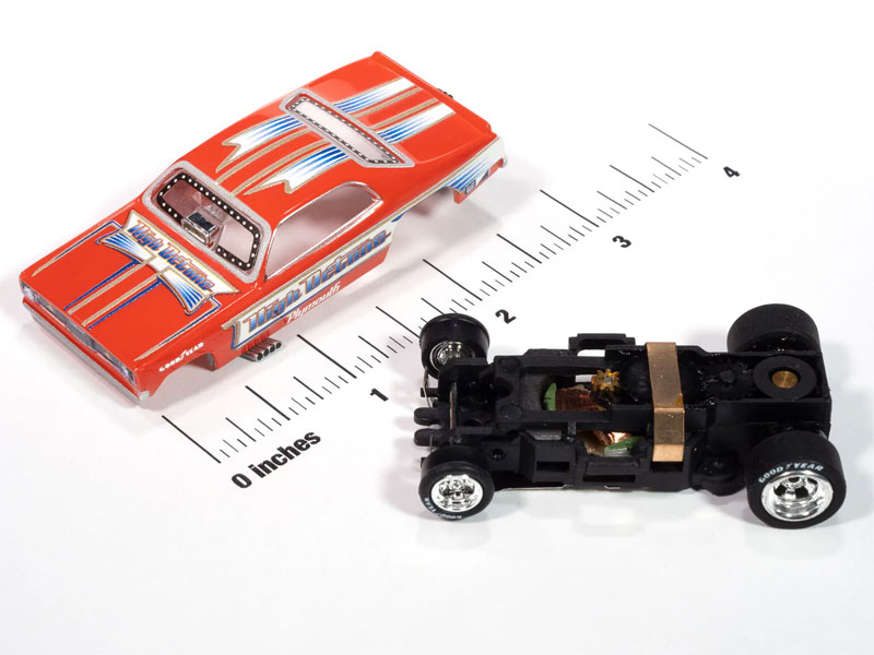 Auto World 4Gear SC421-3A 1972 Plymouth Duster High Octane FC (Orange, White & Gold) HO Scale Slot Car