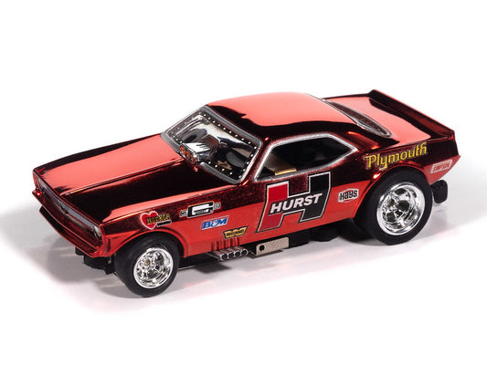 Auto World 4Gear SC422-2A 1970 Plymouth Barracuda Drag Hurst Shifters (Red) HO Scale Slot Car