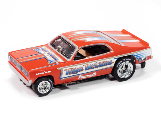 Auto World 4Gear SC421-3A 1972 Plymouth Duster High Octane FC (Orange, White & Gold) HO Scale Slot Car