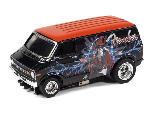 Auto World 4Gear SC426-2B 1973 Dodge Van Fender (Black & Red w/Wizard Graphics) HO Scale Slot Car