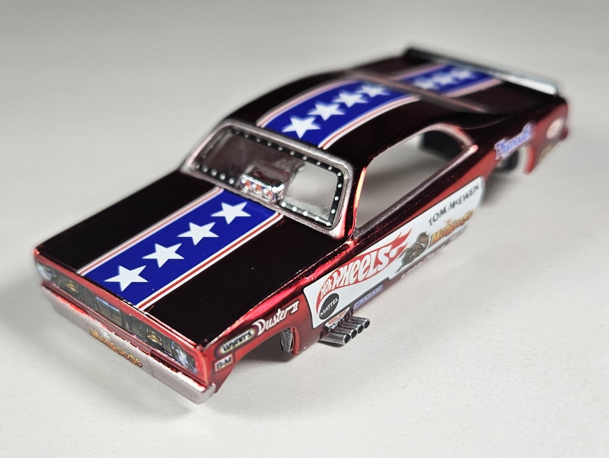 Auto World 4gear Slot Car Body Sc369 R26 Tom The Mongoose Mcewen 1970 Plymouth Duster Ho 0229