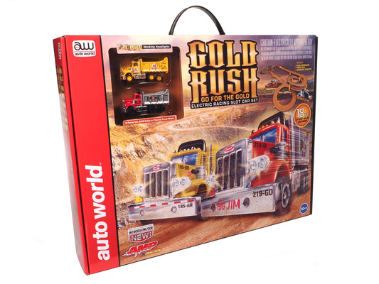 Auto World Race Set Xtraction SRS357 18' Gold Rush "Go for the Gold" Slot Race Set HO Scale