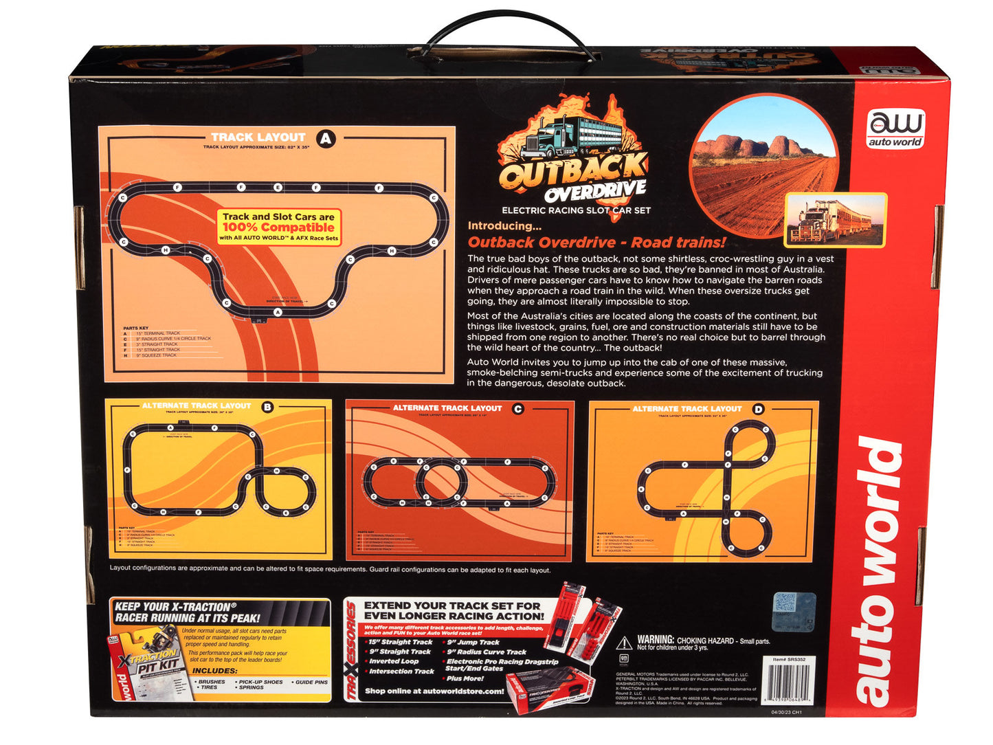 Auto World Race Set Xtraction SRS352 OUTBACK OVERDRIVE 14' Slot Car Race Set