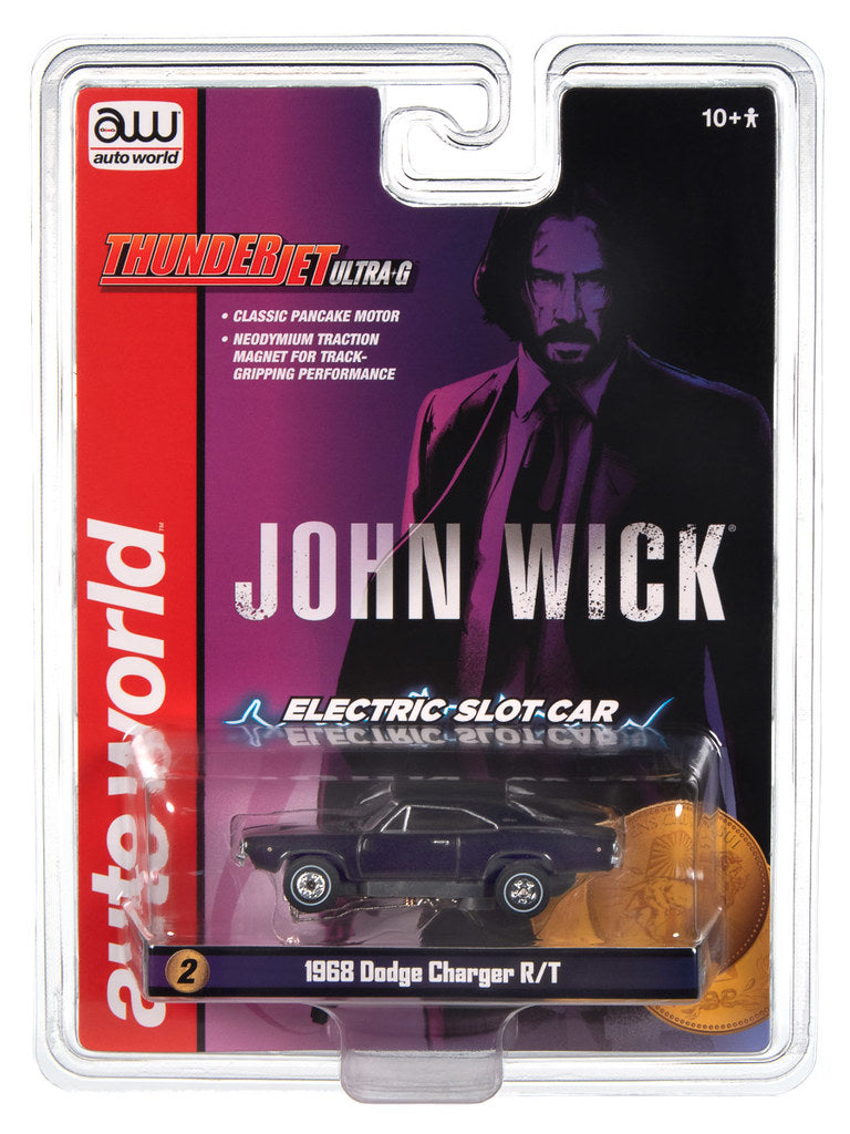 Auto World Thunderjet SC409 -2 John Wick 1968 Dodge Charger HO Scale Slot Car