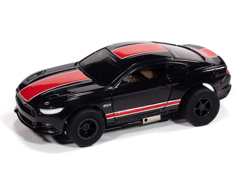 Auto World Xtraction SC410-1B 2015 Ford Mustang GT (Black & Red) HO Scale Slot Car
