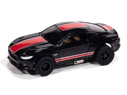 Auto World Xtraction SC410-1B 2015 Ford Mustang GT (Black & Red) HO Scale Slot Car