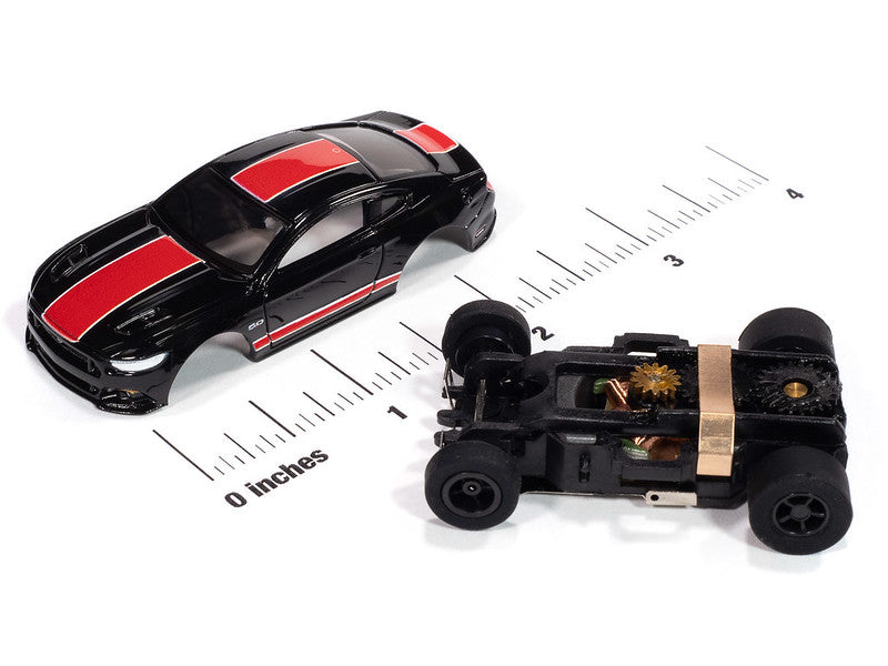Auto World Xtraction SC410-1B 2015 Ford Mustang GT (Black & Red) HO Scale Slot Car