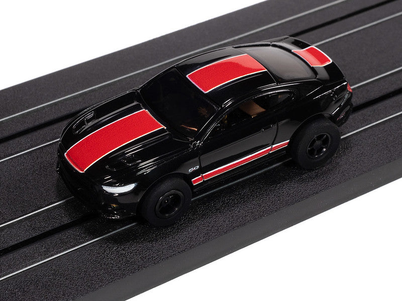 Auto World Xtraction SC410-1B 2015 Ford Mustang GT (Black & Red) HO Scale Slot Car