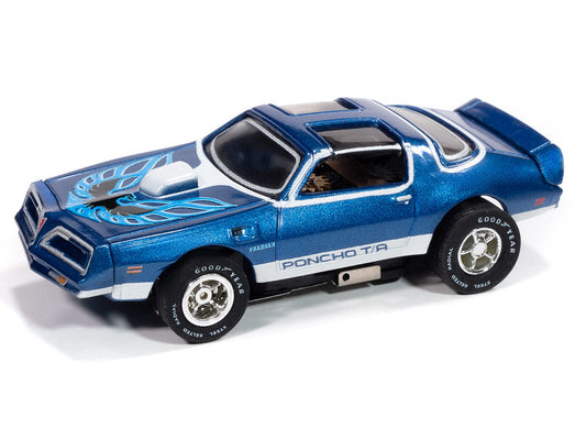 Auto World Xtraction SC410-3A 1977 Pontiac Firebird T/A (Blue, White & Black) HO Scale Slot Car