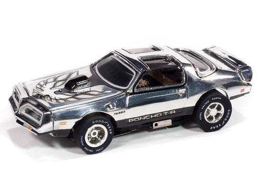 Auto World Xtraction SC410-3B 1977 Pontiac Firebird T/A (Chrome, Black & White) HO Scale Slot Car