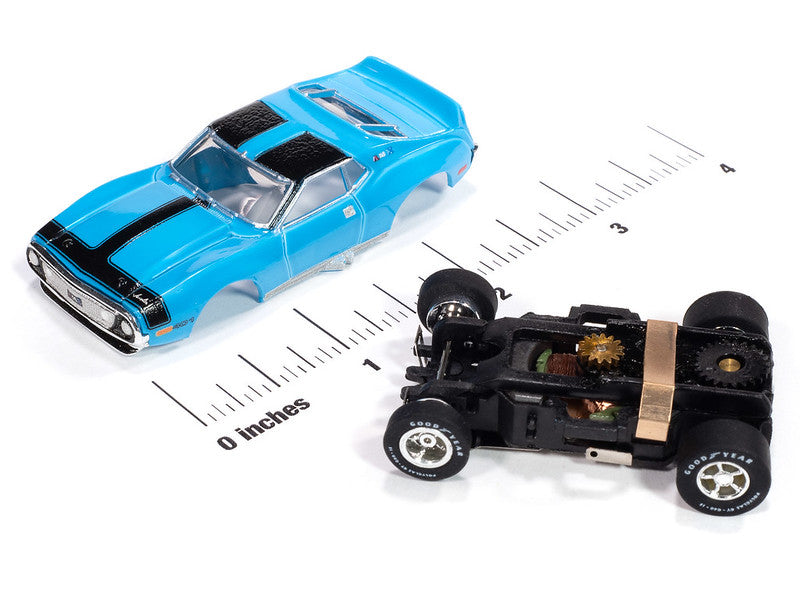 Auto World Xtraction SC410-4B 1971 AMC Javelin (Blue & Black) HO Scale Slot Car