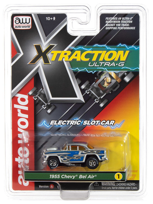 Auto World Xtraction SC412-1A 1955 Chevrolet Bel Air (Blue) HO Scale Slot Car