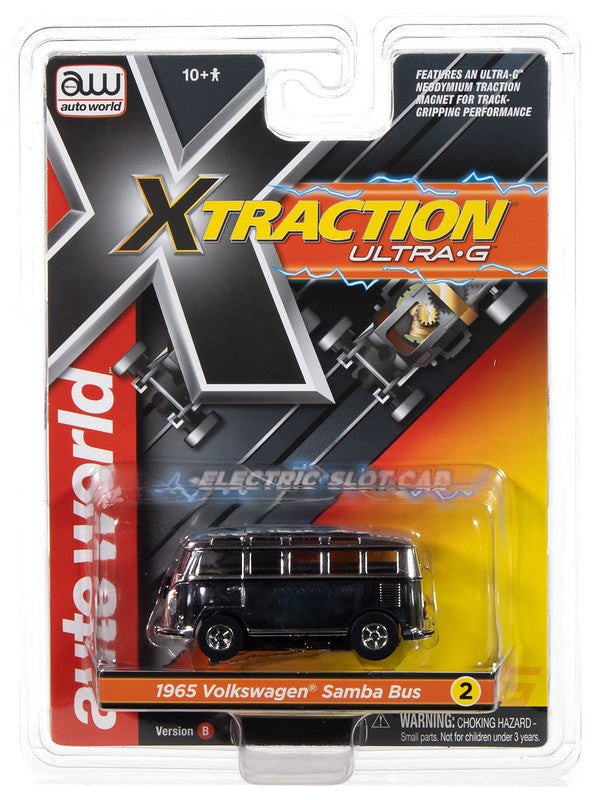 Auto World Xtraction SC412-2B 1965 VW Samba Bus (Chrome) HO Scale Slot Car