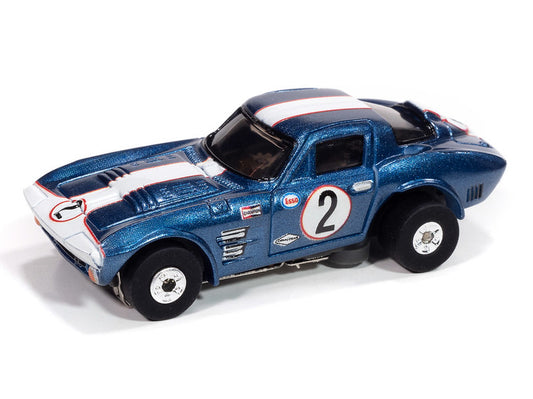 Auto World Thunderjet SC415-2A 1964 Corvette Grand Sport (Blue & White) HO Scale Slot Car