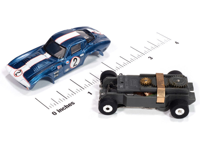 Auto World Thunderjet SC415-2A 1964 Corvette Grand Sport (Blue & White) HO Scale Slot Car