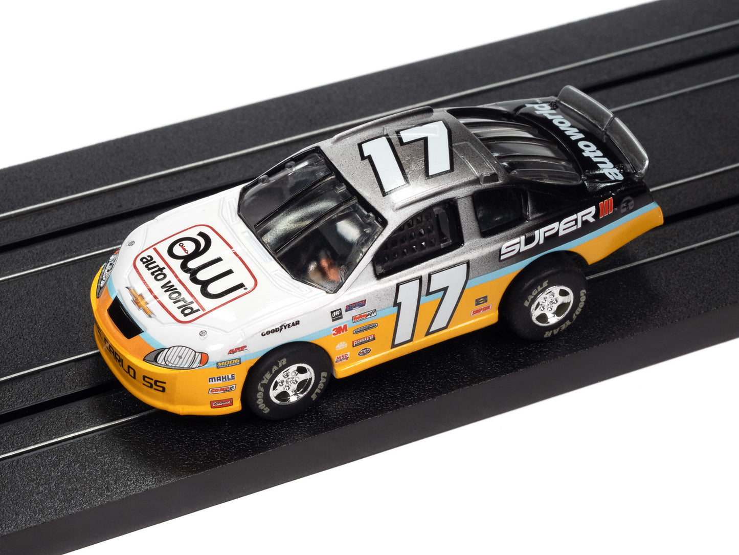 Auto World Super III SC399-1A 2008 Chevy Monte Carlo SS Stock Car (Black/Yellow) HO Scale Slot Car