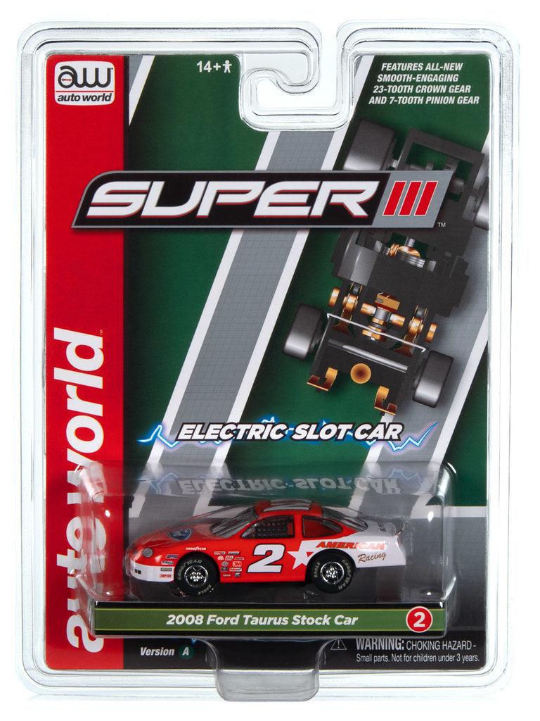 Auto World Super III SC399-2A 2008 Ford Taurus Stock Car (Red) HO Scale Slot Car