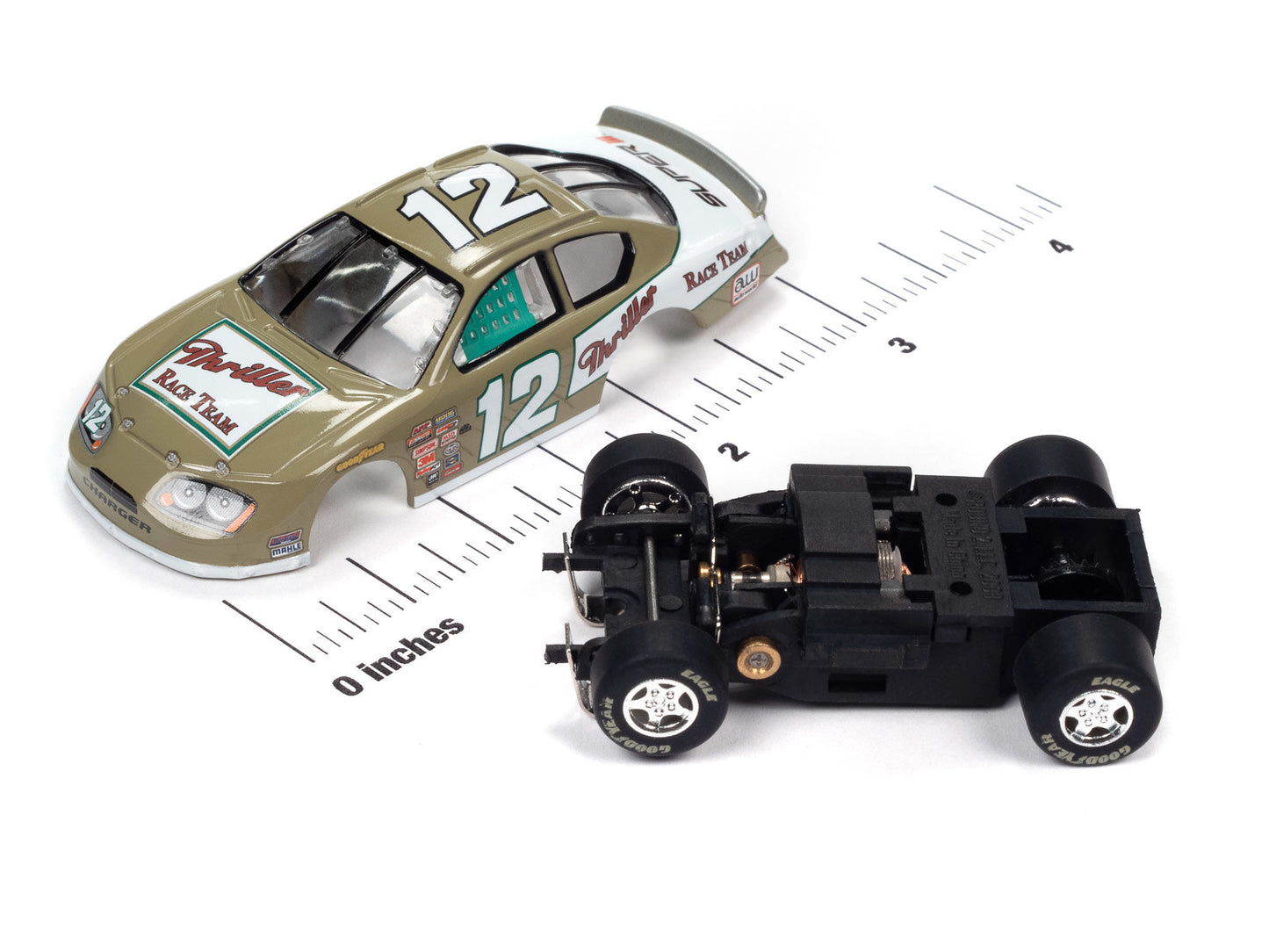 Auto World Super III SC399-3A 2008 Dodge Charger Stock Car (Gold) HO Scale Slot Car