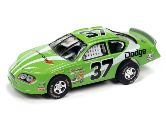 Auto World Super III SC399-3B 2008 Dodge Charger Stock Car (Green) HO Scale Slot Car