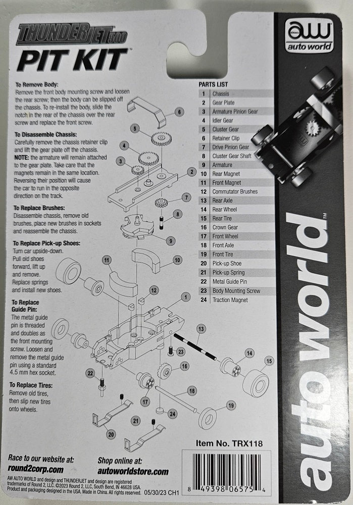 Auto World Parts Thunderjet 500 Pit Kit with Metal Guide Pin TRX118