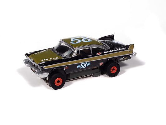 Auto World Thunderjet SC423-4A 1958 Plymouth Fury (Flat Black & Gold) HO Scale Slot Car