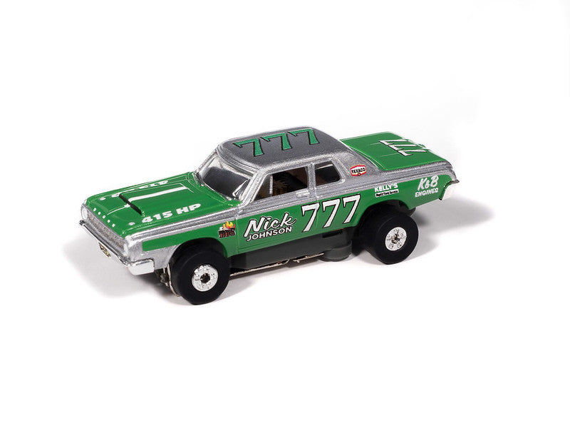 Auto World Thunderjet SC423-3B 1964 Dodge 330 Pro Stock (Green & Silver) HO Scale Slot Car