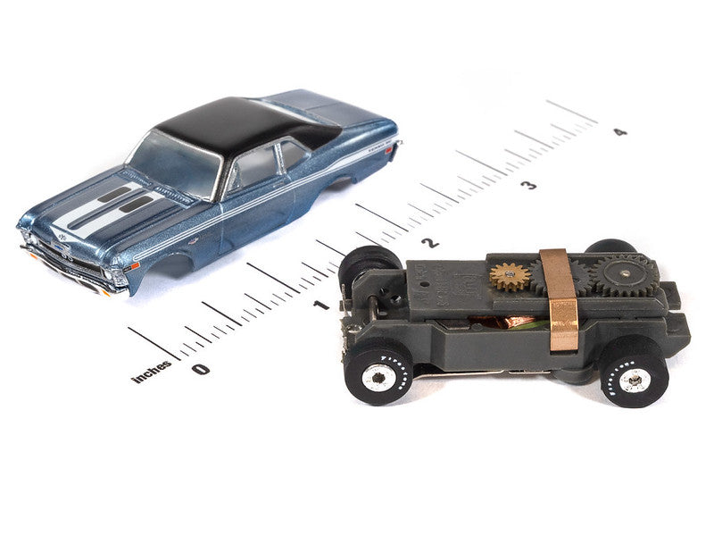 Auto World Thunderjet SC434-1B 1969 Chevy Nova Metallic Blue HO Scale Slot Car