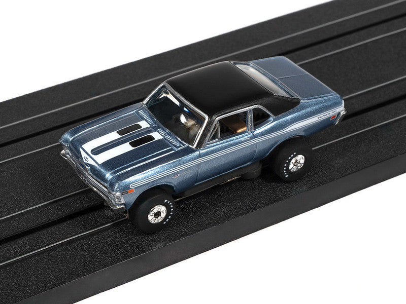 Auto World Thunderjet SC434-1B 1969 Chevy Nova Metallic Blue HO Scale Slot Car