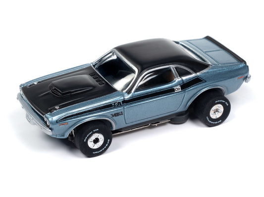 Auto World Thunderjet SC406 -4A 1970 Dodge Challenger T/A Light Blue Poly HO Scale Slot Car