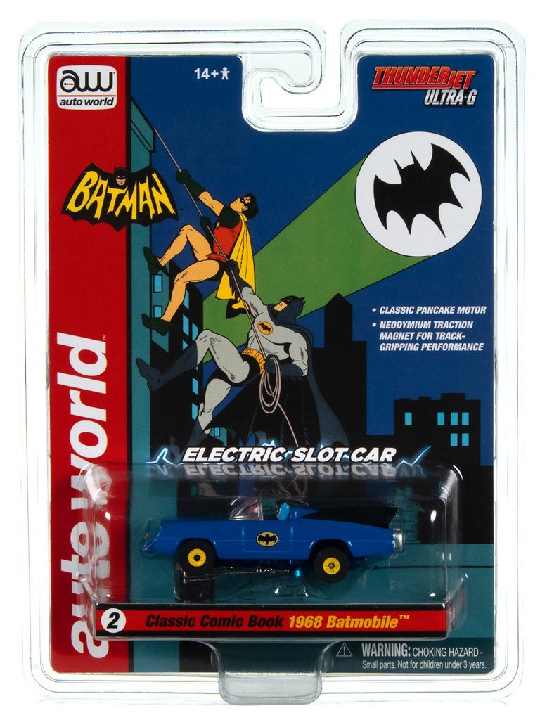 Auto World Thunderjet SC395-2 Comic Book 1968 Batmobile (Blue) HO Scale Slot Car