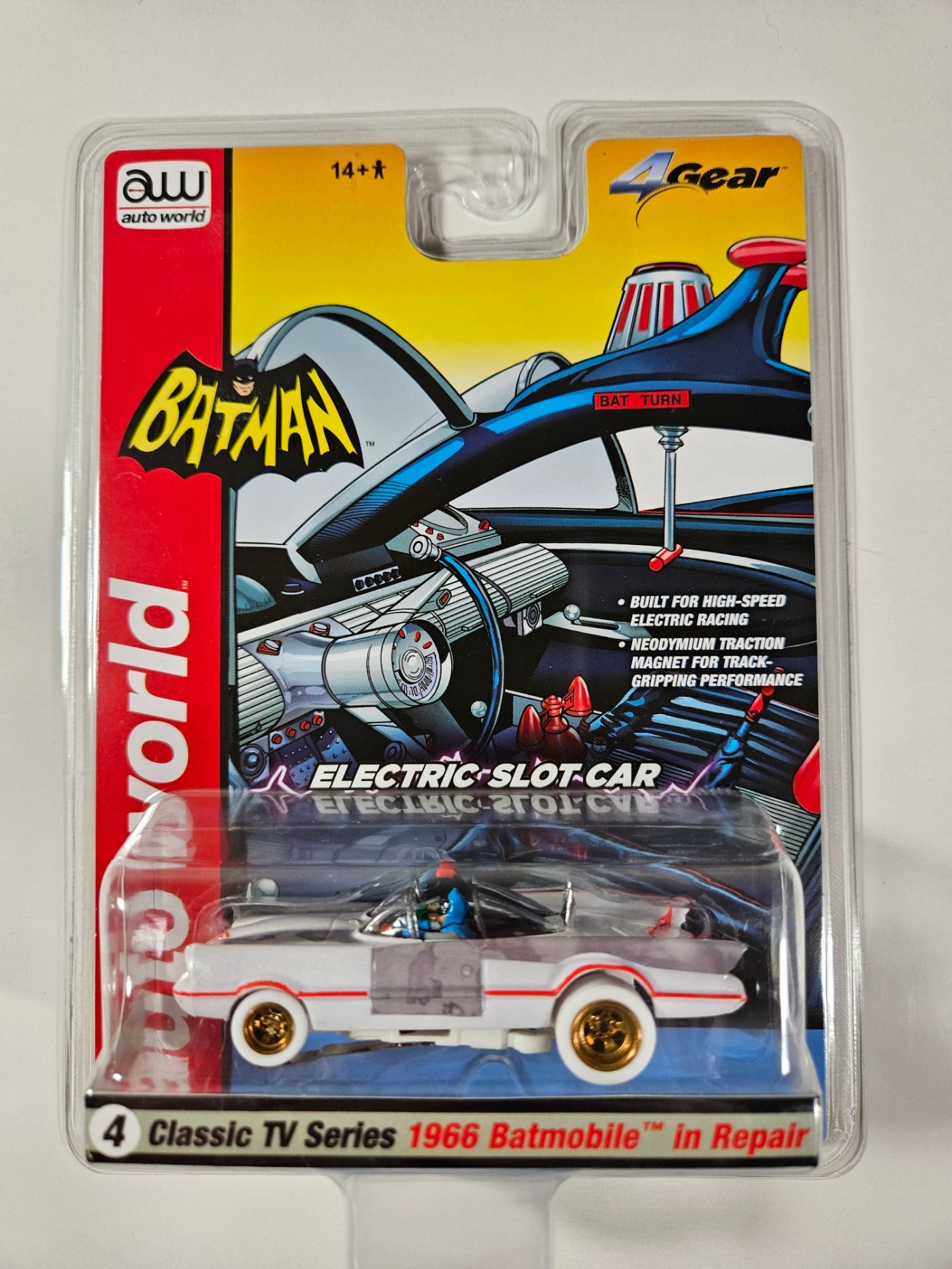 Auto World 4Gear SC395-4 1966 TV Series Batmobile (Primered Repair Patches) iWheels HO Scale Slot Car