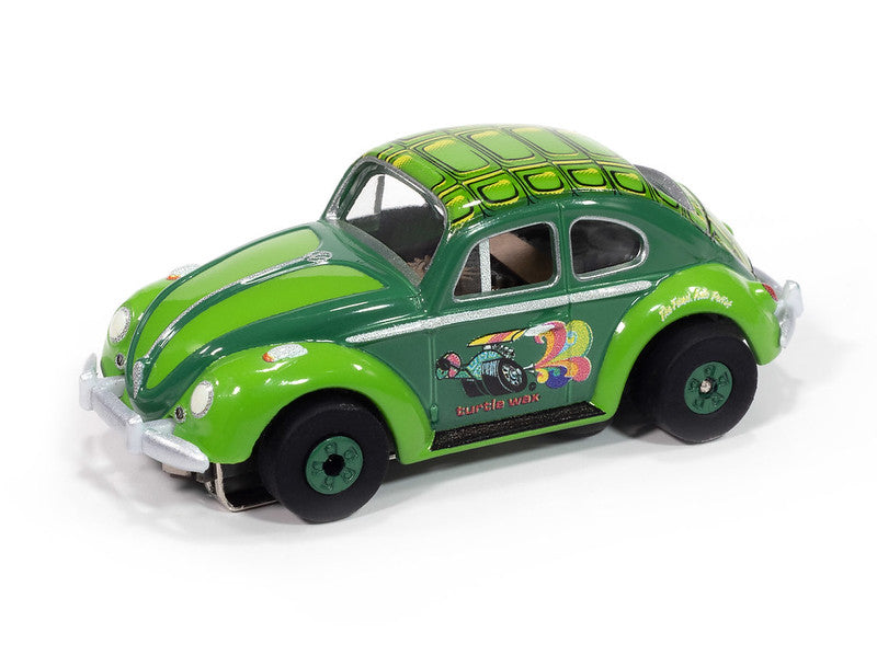 Auto World Thunderjet SC418-1B 1966 Volkswagen Beetle Turtle Wax (Two Tone Green) HO Scale Slot Car