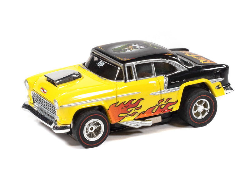 Auto World Xtraction SC426-3A 1955 Chevy Bel Air Rat Fink (Yellow) HO Scale Slot Car