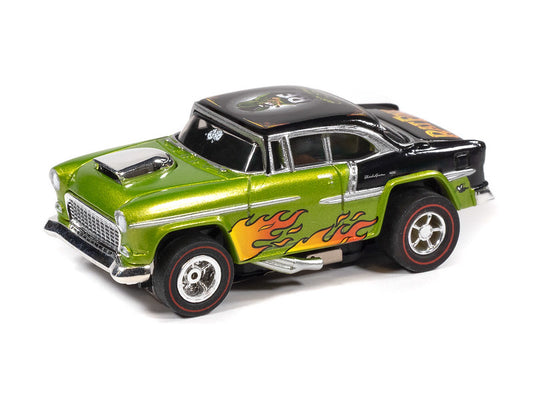 Auto World Xtraction SC426-3B 1955 Chevy Bel Air Rat Fink (Lime Green) HO Scale Slot Car