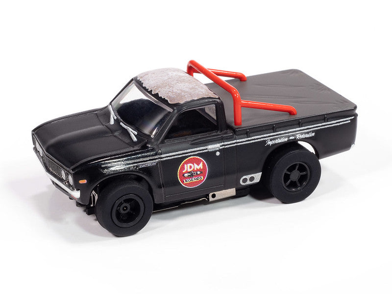 Auto World Xtraction SC418-2B 1972 Datsun 620 Pickup Truck JDM Legends (Black) HO Scale Slot Car