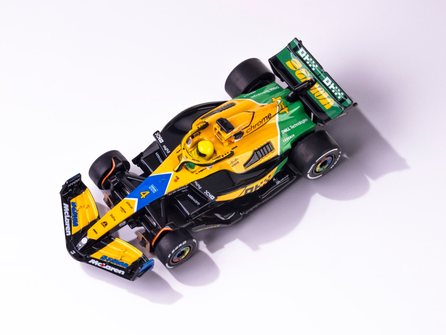 AFX Mega G+ 22120 McLaren F1 MCL38 #4 Senna Monaco 2024 HO Scale Slot Car
