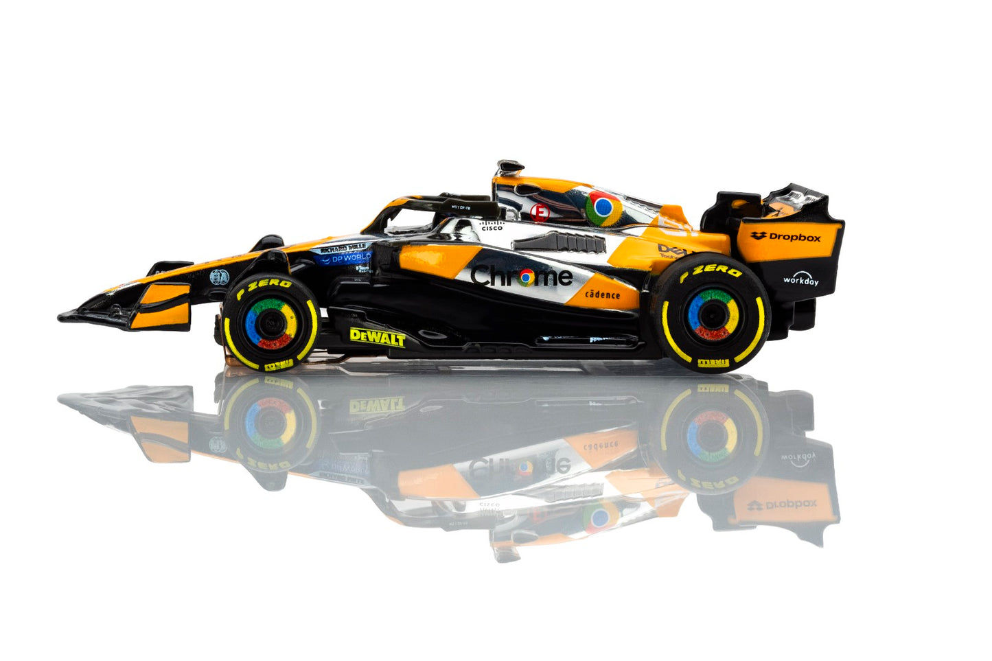 AFX Mega G+ 22158 McLaren F1 MCL38 #81 Austin Chrome Edition HO Scale Slot Car